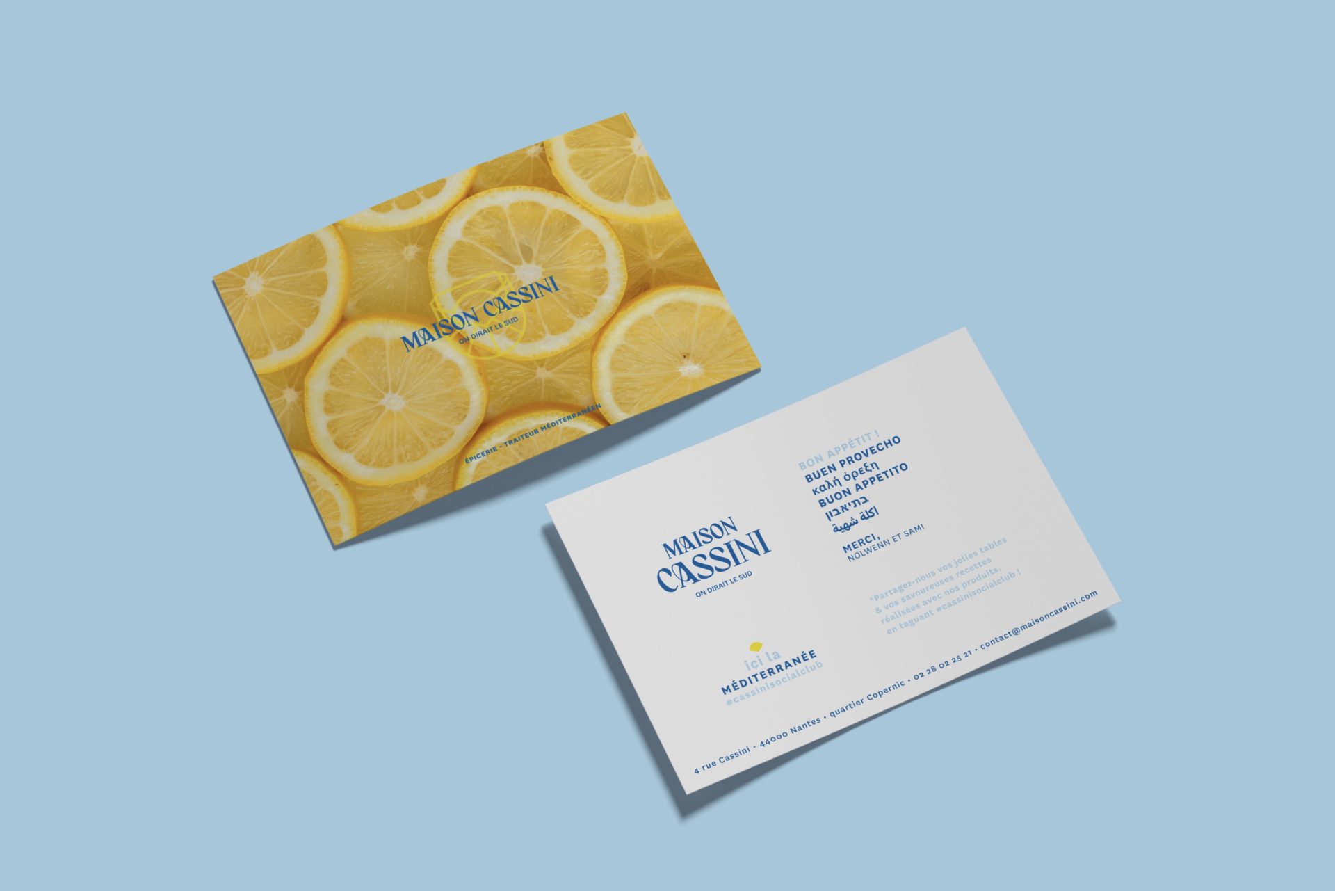 Supports imprimés et éléments de communication de l’épicerie Maison Cassini