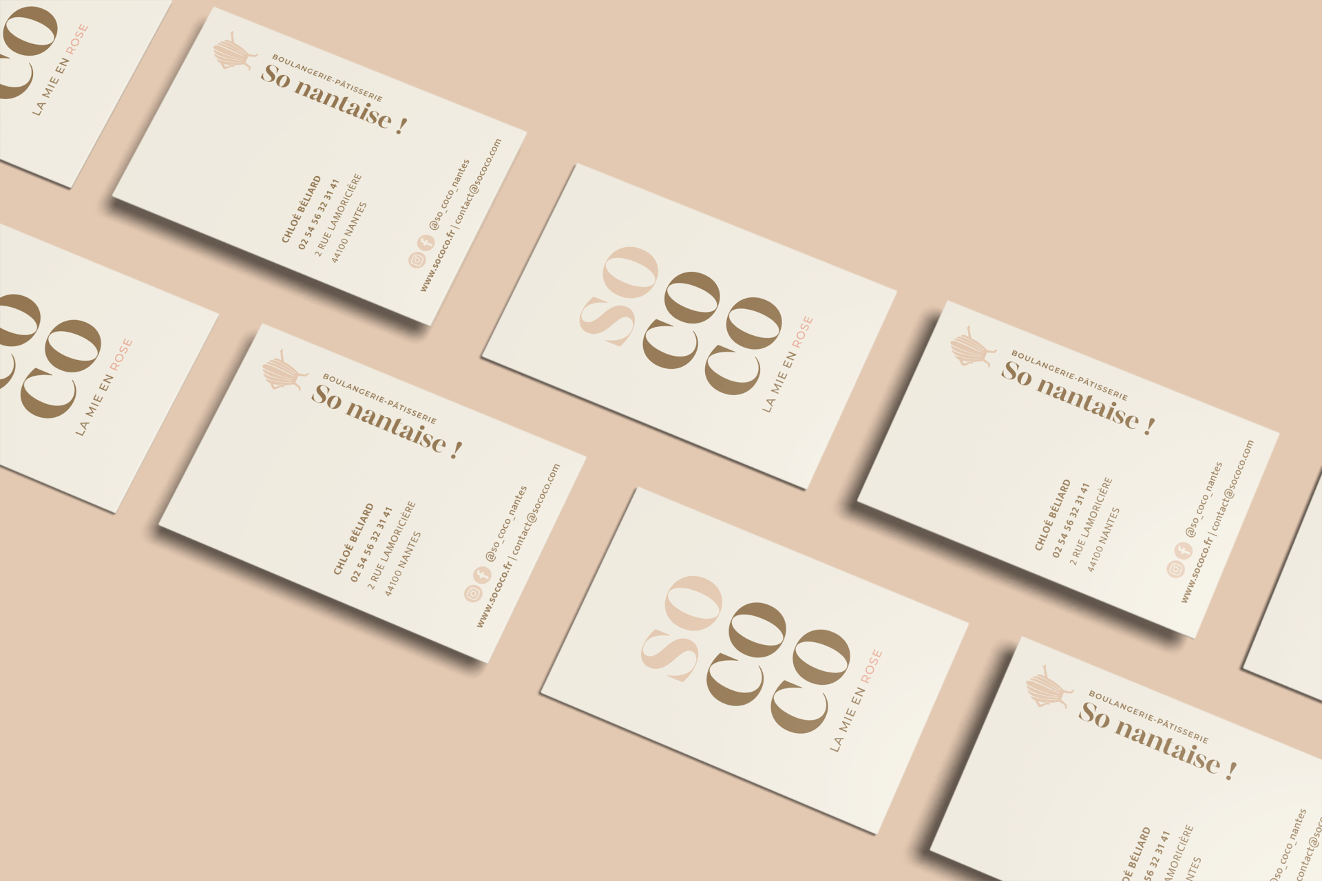 Supports imprimés de la marque SO COCO pour une boulangerie artisanale nantaise